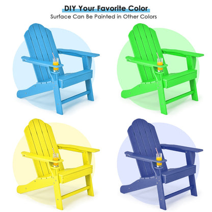 Costway Ergonomic Outdoor Patio Sun Lounger with Built-in Cup Holder-White