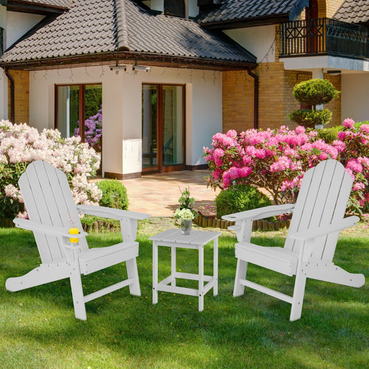 Costway Ergonomic Outdoor Patio Sun Lounger with Built-in Cup Holder-White