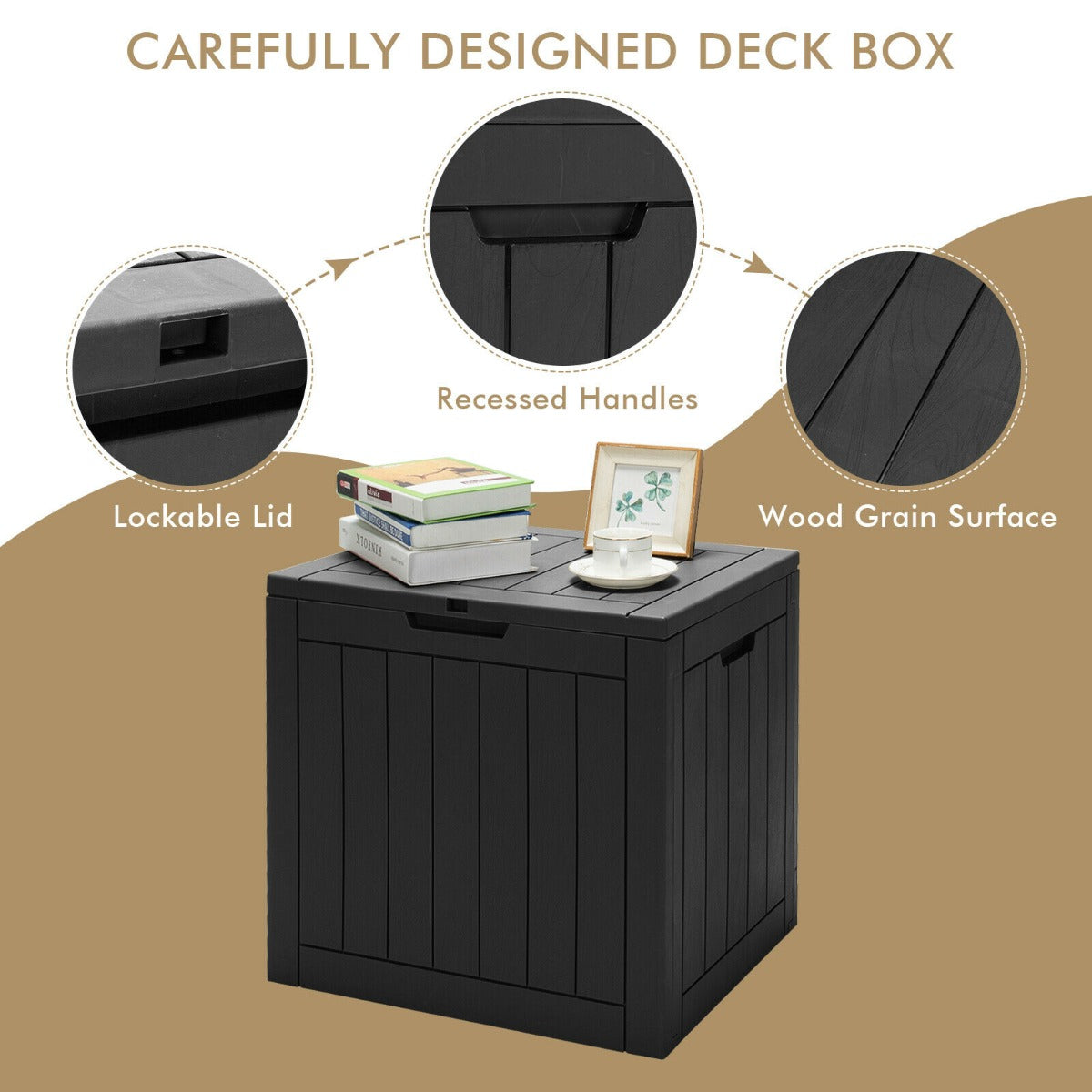 118L Outdoor Storage Box, Multipurpose Weatherproof Container, Black