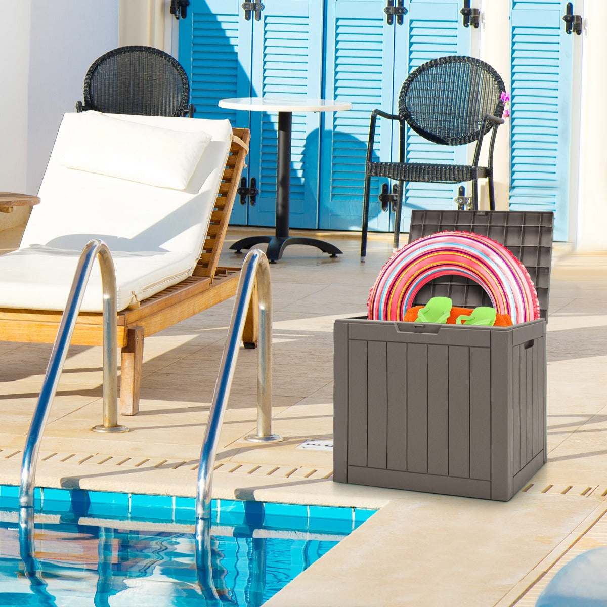 118L Weatherproof Patio Storage Box with Lockable Lid and 100 kg Capacity