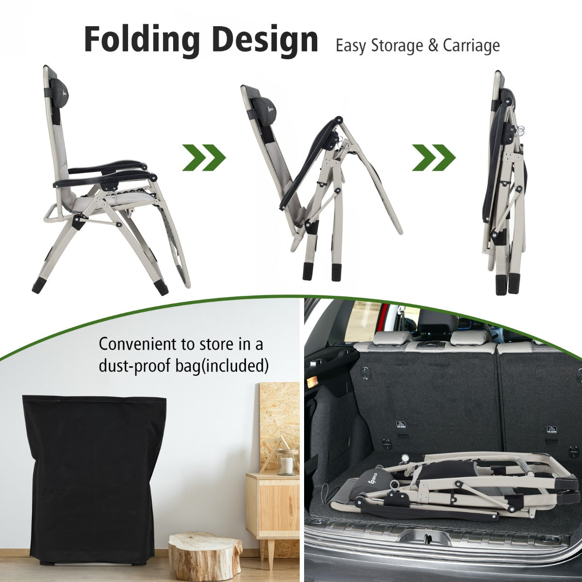 Costway Folding Padded Zero Gravity Chair for Camping &amp; Poolside &amp; Backyard-2 pieces