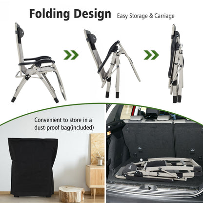 Costway Folding Padded Zero Gravity Chair for Camping &amp; Poolside &amp; Backyard-2 pieces