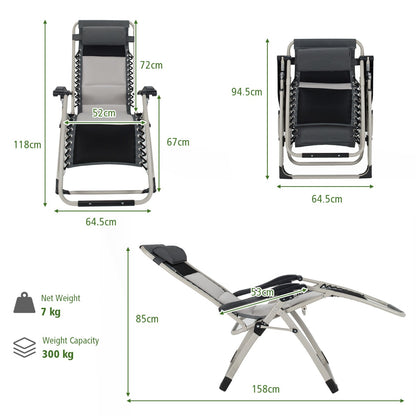 Costway Folding Padded Zero Gravity Chair for Camping &amp; Poolside &amp; Backyard-2 pieces