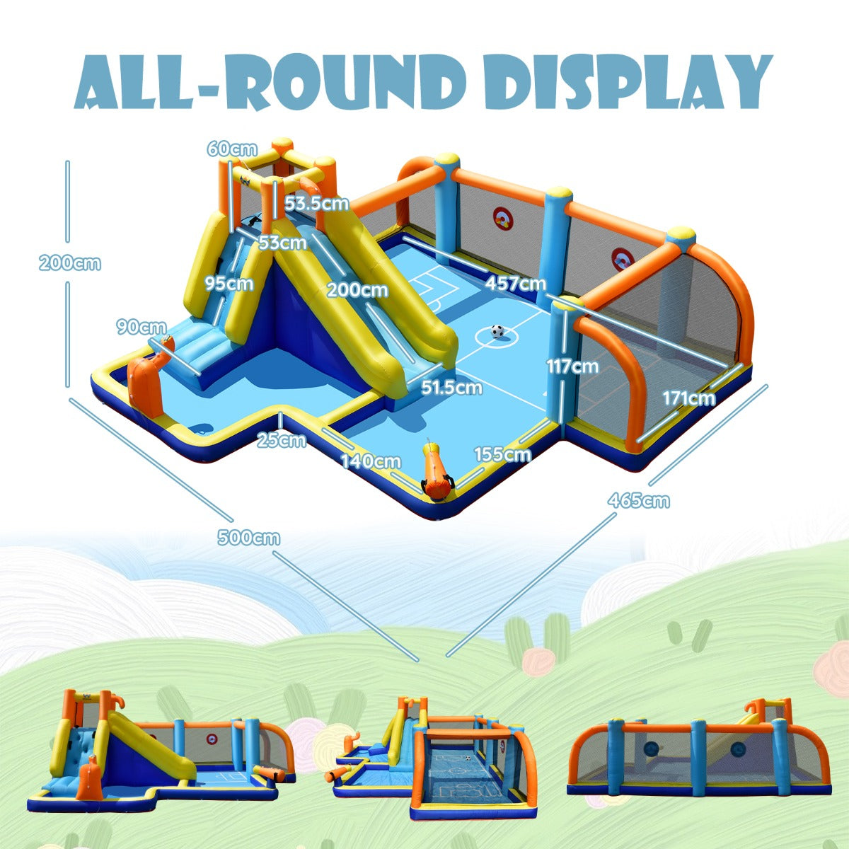 Costway Soccer-Themed Inflatable Water Slide with Splash Pool (with 680W Blower)
