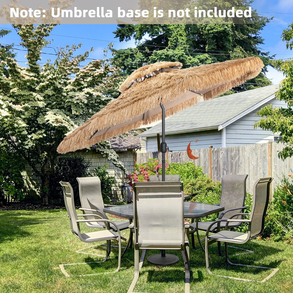 Costway 2 Tier Hula Thatched Patio Tiki Umbrella with 8 Ribs for Beach