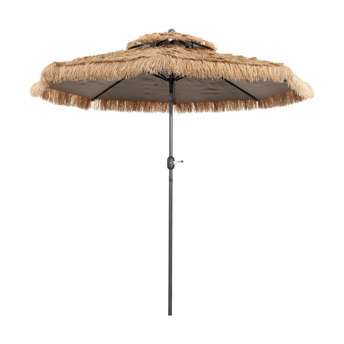 Costway 2 Tier Hula Thatched Patio Tiki Umbrella with 8 Ribs for Beach