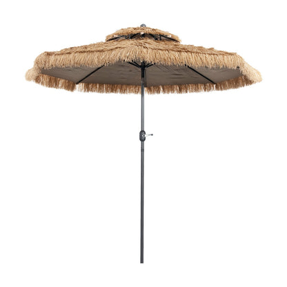 Costway 2 Tier Hula Thatched Patio Tiki Umbrella with 8 Ribs for Beach