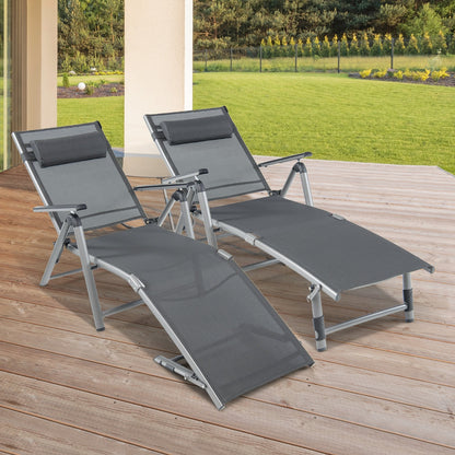 Outdoor Aluminum Chaise Lounge Chair with 8 Back and 2 Leg Adjustable Positions