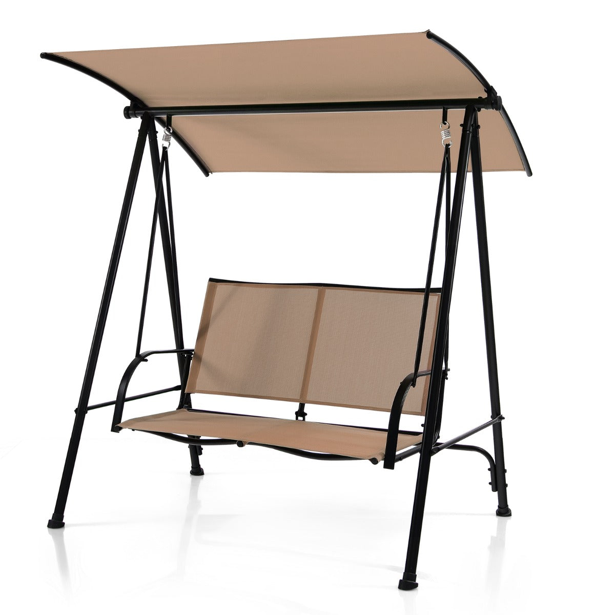 2-seat Outdoor Swing with Adjustable Canopy for Patio/Garden-Beige
