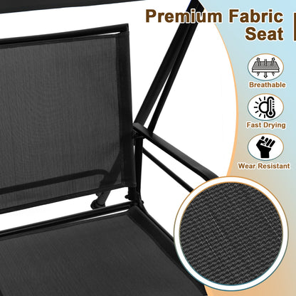 2-seat Outdoor Swing with Adjustable Canopy for Patio/Garden-Black