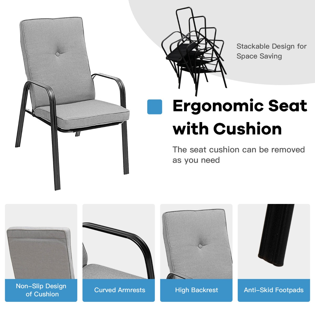 Three-box delivery includes assembly hardware and supports convenient outdoor furniture setup