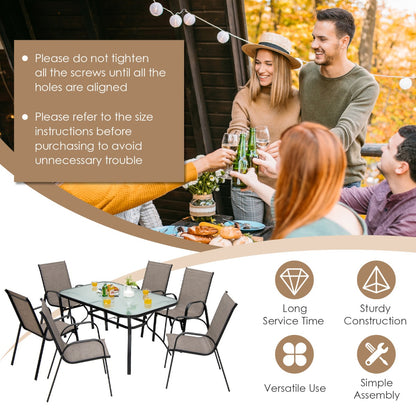 Costway 7 Piece Patio Dining Set with 6 Stackable Chairs & Rectangular Table