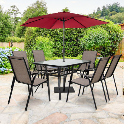 Costway 7 Piece Patio Dining Set with 6 Stackable Chairs & Rectangular Table