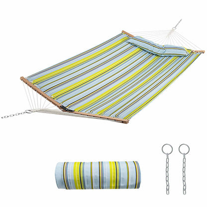 Outdoor Portable Quilted Fabric Hammock with Detachable Pillow (without Stand)-Yellow
