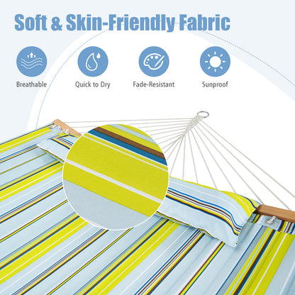 Outdoor Portable Quilted Fabric Hammock with Detachable Pillow (without Stand)-Yellow