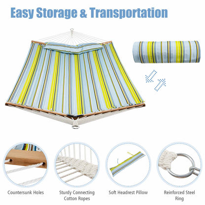 Outdoor Portable Quilted Fabric Hammock with Detachable Pillow (without Stand)-Yellow