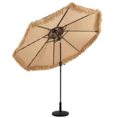 Costway Thatched Tiki Umbrella with 8 Ribs &Tilt Adjustment for Beach