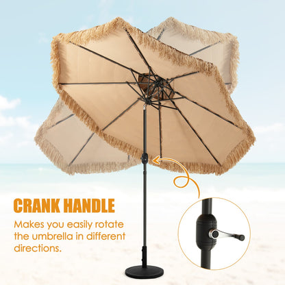 Costway Thatched Tiki Umbrella with 8 Ribs &Tilt Adjustment for Beach