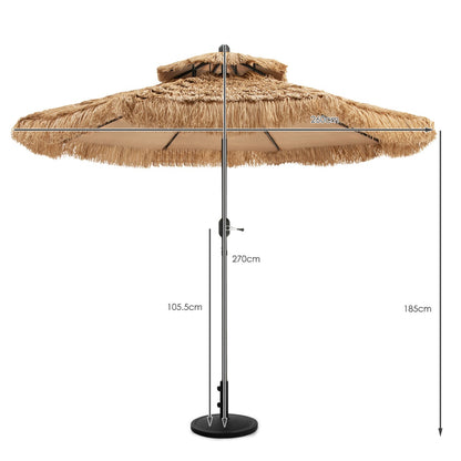 Costway Thatched Tiki Umbrella with 8 Ribs &Tilt Adjustment for Beach