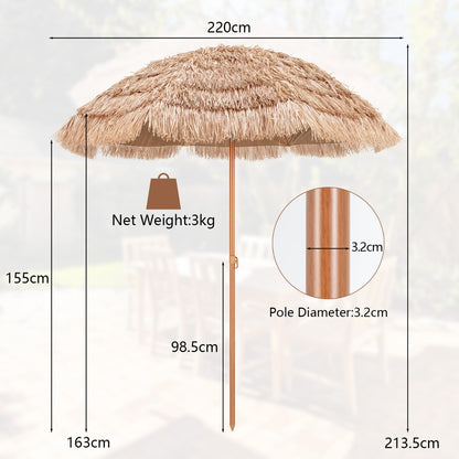 Costway 2.2M Hawaiian Portable Hula Umbrella for Beach, Pool