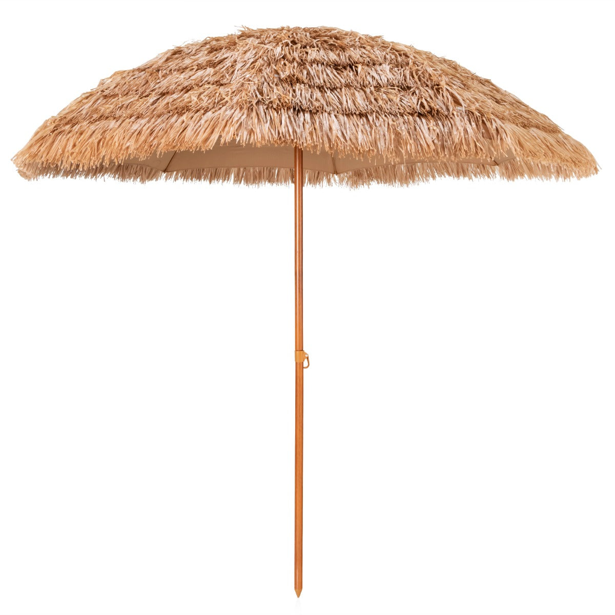 Costway 8 FT Thatched Tiki Umbrella with 8 Metal Ribs & 7-Tier Straw Top