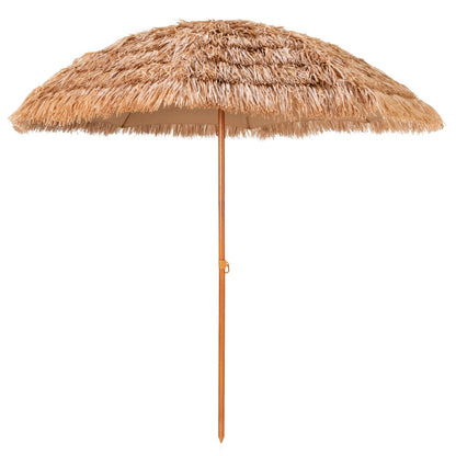 Costway 8 FT Thatched Tiki Umbrella with 8 Metal Ribs & 7-Tier Straw Top
