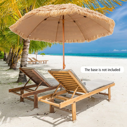 Large 8-foot tiki umbrella creates a spacious shaded area for gardens, decks and poolside seating