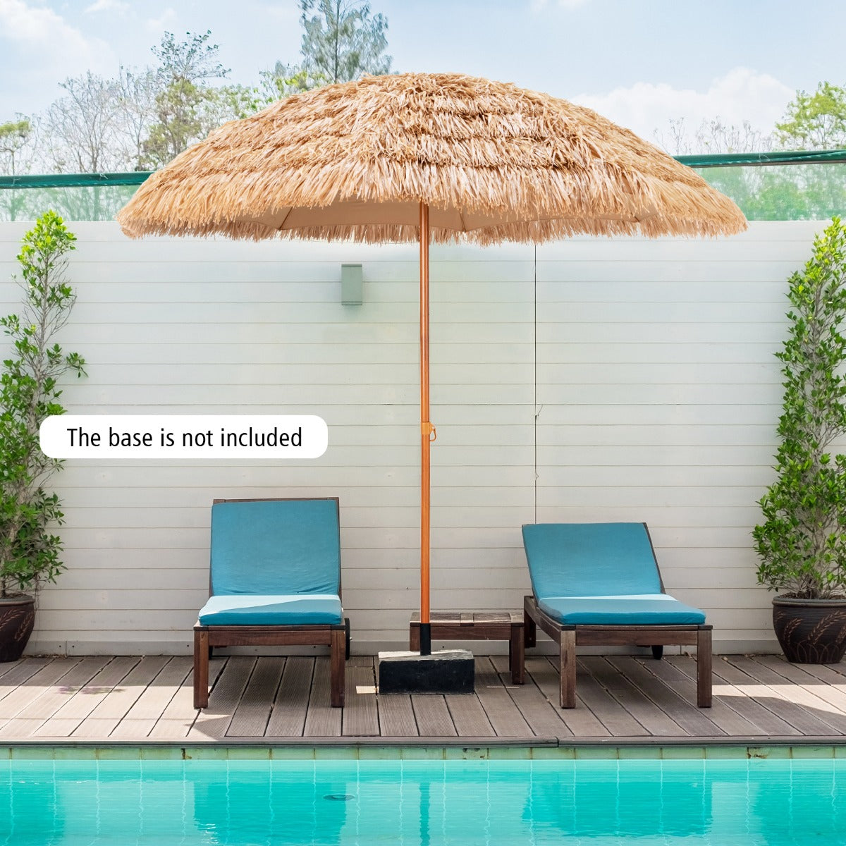 Costway 8 FT Thatched Tiki Umbrella with 8 Metal Ribs & 7-Tier Straw Top