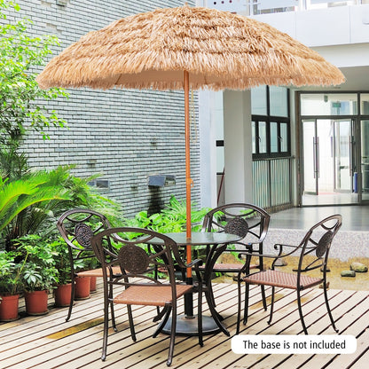 Costway 8 FT Thatched Tiki Umbrella with 8 Metal Ribs & 7-Tier Straw Top