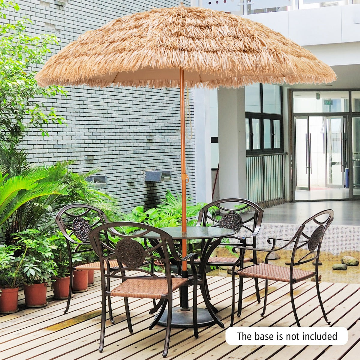 Two-section detachable pole makes this tropical tiki umbrella quick to assemble and store