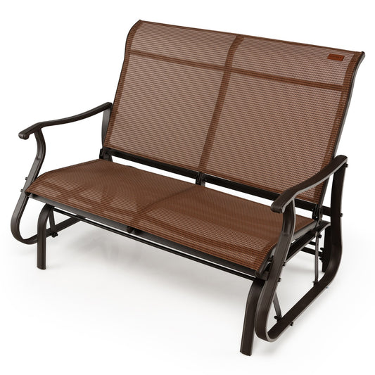 Costway 2-Person Patio Glider Bench with High Back & Curved Armrests