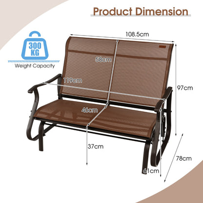 Costway 2-Person Patio Glider Bench with High Back & Curved Armrests