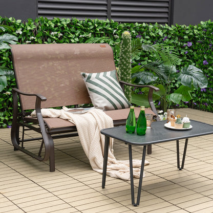 Costway 2-Person Patio Glider Bench with High Back & Curved Armrests