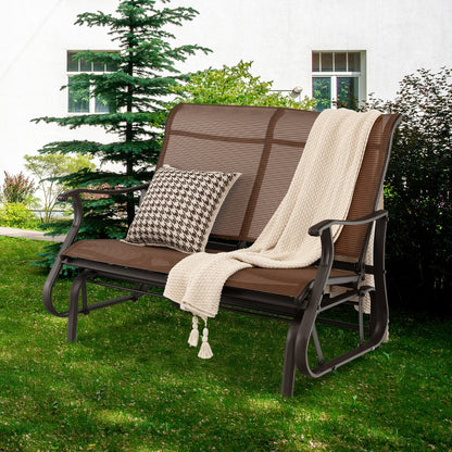 Costway 2-Person Patio Glider Bench with High Back & Curved Armrests