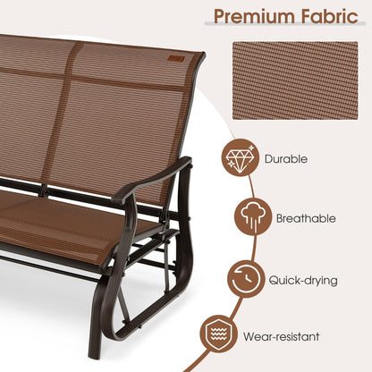 Costway 2-Person Patio Glider Bench with High Back & Curved Armrests