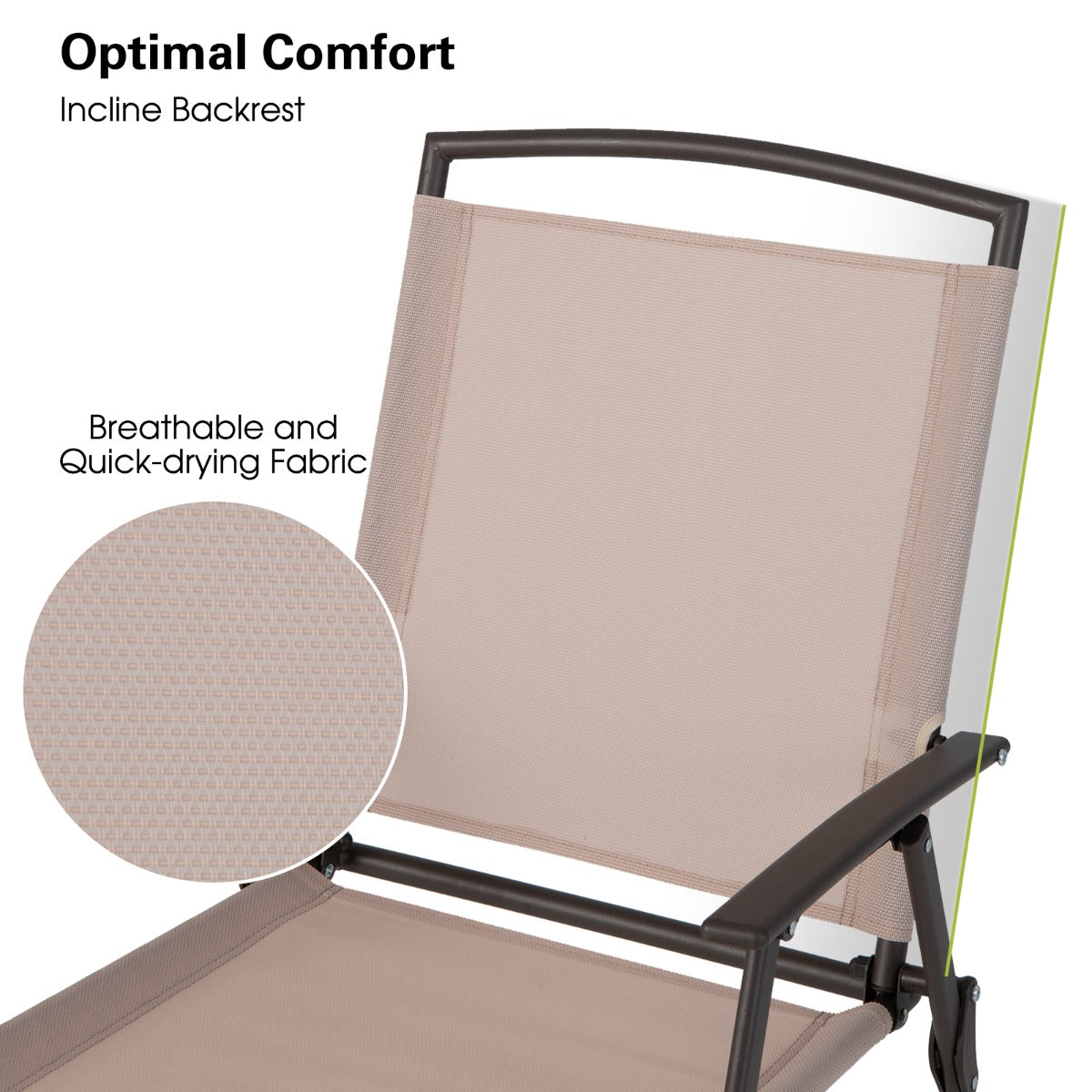 Set of 2 Patio Folding Chairs with Armrests and Rustproof Steel Frame-Beige
