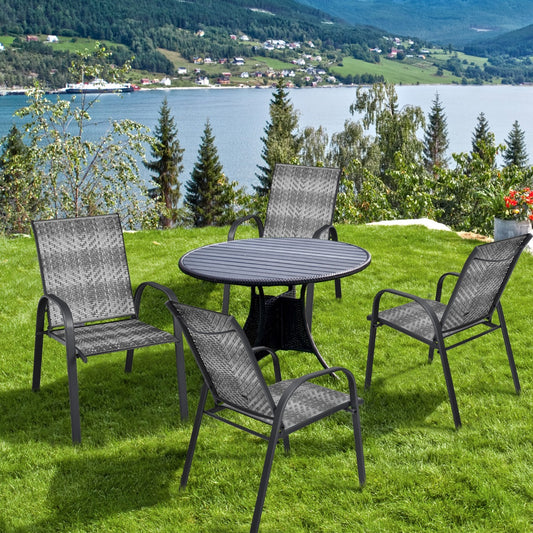 Costway Set of 6 Outdoor PE Wicker Stackable Chairs  for Garden & Yard & Deck & Lawn