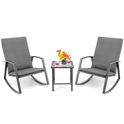 Costway 3 Pieces Wicker Furniture Set with Cushion for Patio & Garden & Poolside