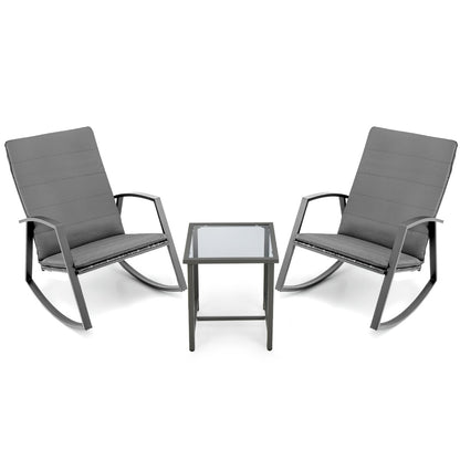 Costway 3 Pieces Wicker Furniture Set with Cushion for Patio & Garden & Poolside