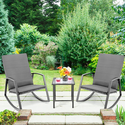 Removable gray cushions with straps and zippered covers offer comfortable, easy-care seating