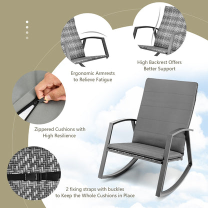 Costway 3 Pieces Wicker Furniture Set with Cushion for Patio & Garden & Poolside