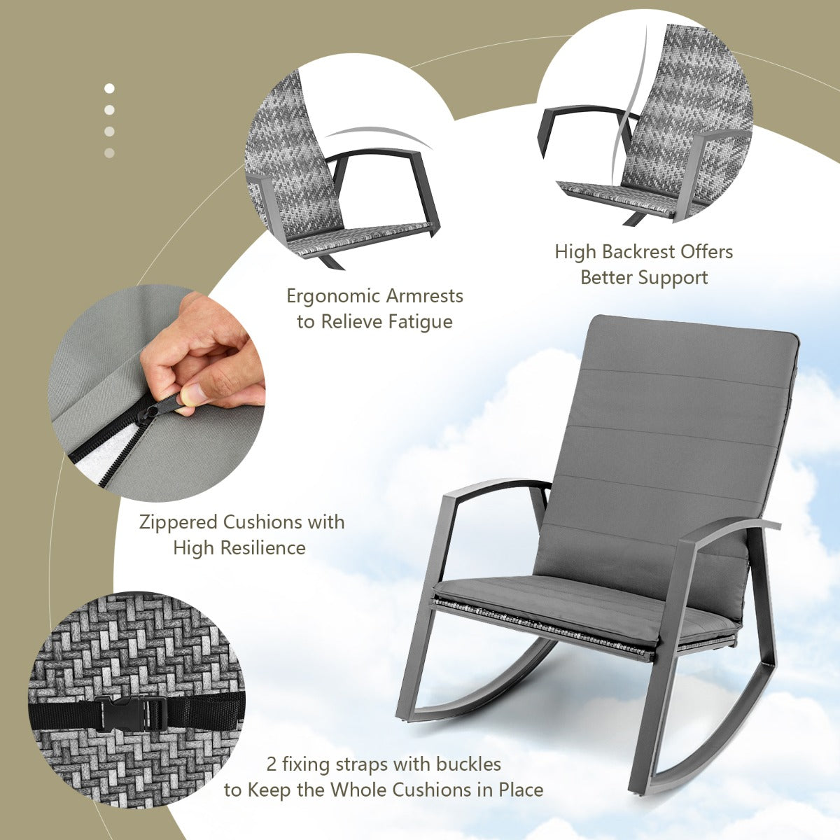 Stylish mixed gray rattan furniture set suits patios, balconies, poolside areas, and sunrooms