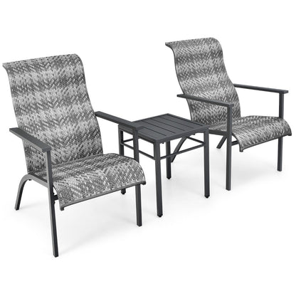 Heavy-duty steel construction supports up to 150 kilograms per chair and 50 kilograms on the table
