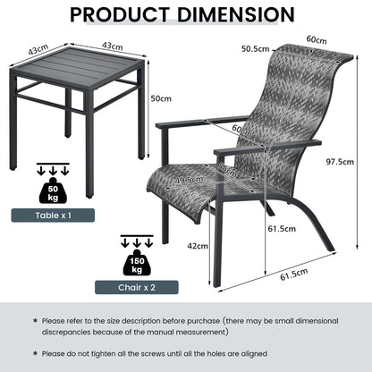 Costway 3-Piece PE Rattan Bistro Chairs with Coffee Table for Garden