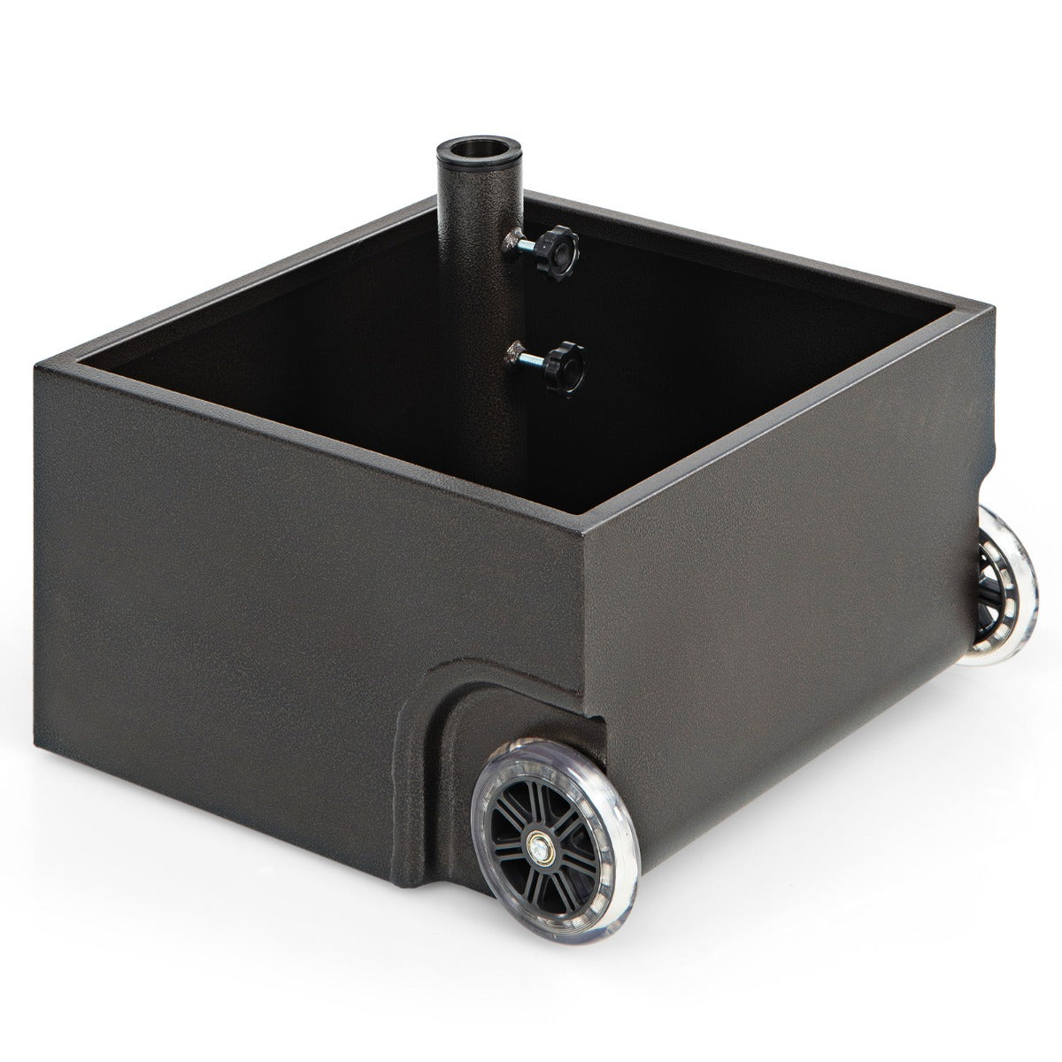 Powder-coated steel umbrella stand resists rust, weather, peeling and chipping for dependable outdoor use