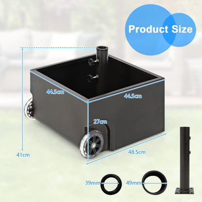 Costway Heavy-Duty Steel Patio Market Umbrella Stand with 2 Wheels for Patio