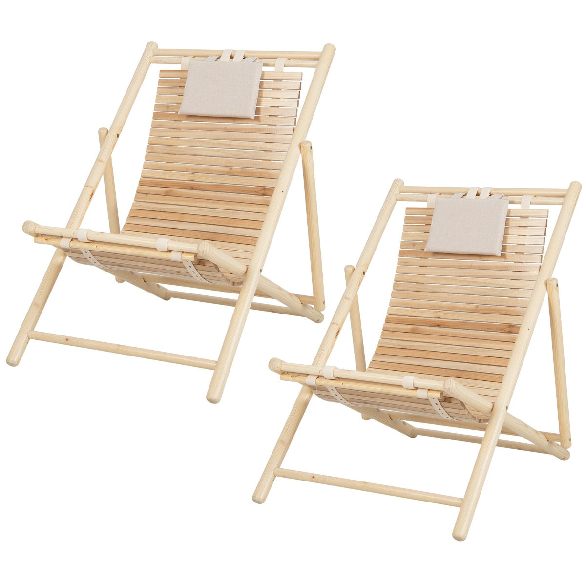 Folding Outdoor Adjustable Sling Chair with Cushioned Headrest