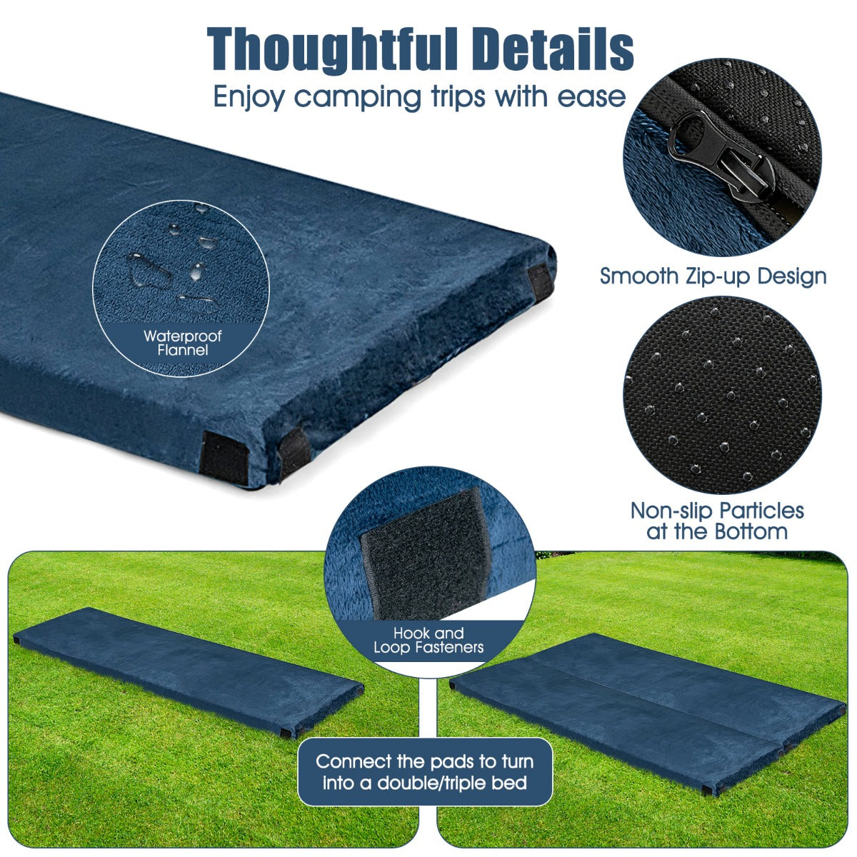Waterproof Roll up Memory Foam Camping Mattress for Sleepover, Traveling, Hiking