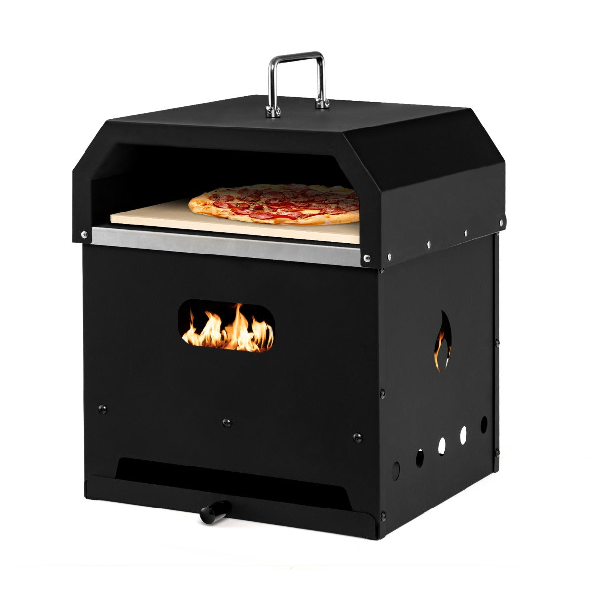 Compact 4-in-1 pizza oven with simple assembly brings cooking, grilling and fire pit options outdoors