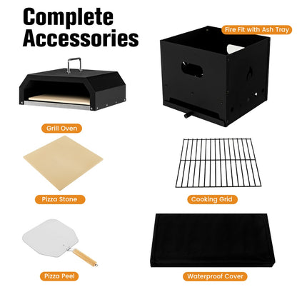 Costway 4-in-1 Multipurpose Outdoor Pizza Oven with 2-Layer Detachable Grill Oven & Fire Pit